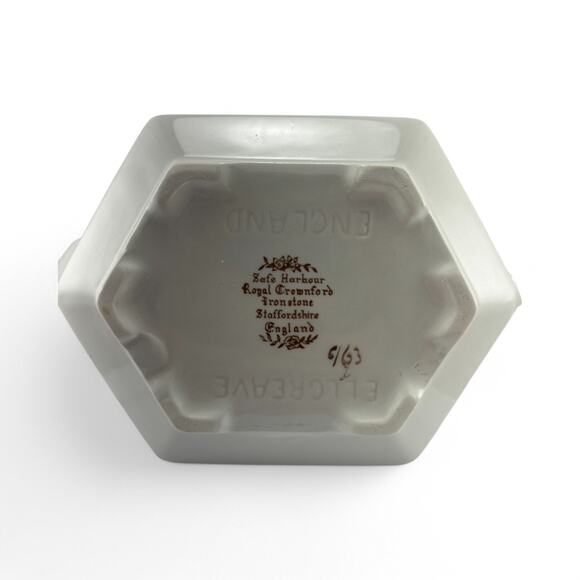 Vintage 1960s Ellgreave Staffordshire Ironstone Teapot Safe Harbor Transferware - Picture 15 of 16